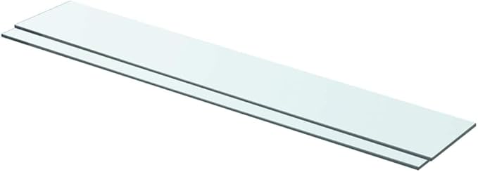 Set of 2 Tempered Glass Floating Shelves 31.5 x 4.7 Inch, Wall Mounted Display Shelf for Bathroom, Living Room, Kitchen, Utility Room Storage Organizer