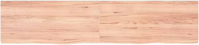 Wall Shelf 70.9 Inch Solid Oak Wood Floating Shelves, Live Edge Rustic Wall-Mounted Display Rack for Living Room, Home Decor Storage Solution, Brown
