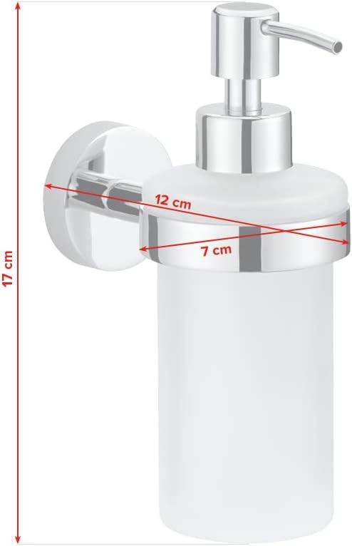 tesa Smooz No Drill, Wall Mounted Bathroom Soap Dispenser, Chrome-Plated Metal, Removable Adhesive Glue Technology