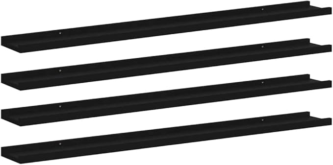 Wall Shelves Set of 4 Floating Shelves for Living Room Bedroom Decor, 39.4 inch Long Black Modern Wall Mounted Display Shelves for Books Collectibles Pictures