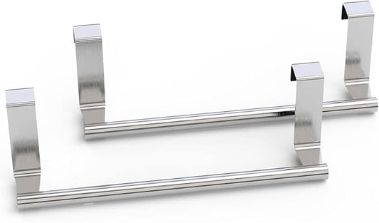 Towel Rack for Cabinet, Strong Steel Kitchen Over Cabinet Towel Bar Holder, 9" Wide - 2 Pack