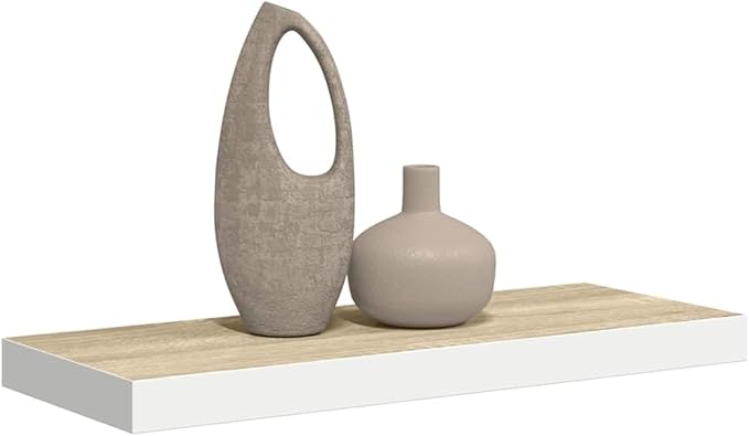 Floating Wall Shelf for Living Room, Invisible Mounting, Oak and White Modern Display Shelf 23.6x9.3 Inches, Honeycomb MDF for Books Decor Awards