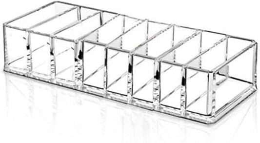 Acrylic Makeup Organizer Lipstick Holder, 8 Slots Clear Cosmetic Makeup Storage Organizer for Lipstick, Brushes, Highlighters, Eyeshadow, Bottles