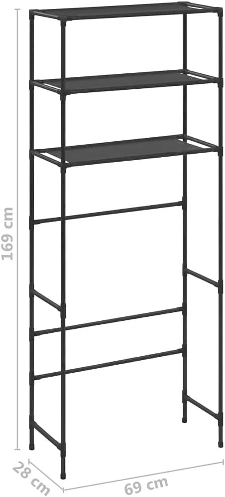 vidaXL Storage Shelf Black Stainless Steel, Plastic, Non-Woven Fabric