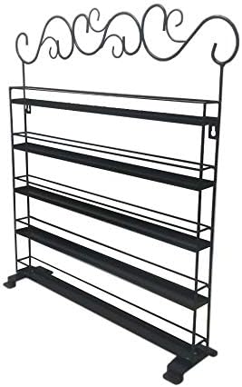 FixtureDisplays® Black Metal Nail Polish Mountable 5 Tier Organizer Display Rack Essential Oil Rack 16034-BLACK