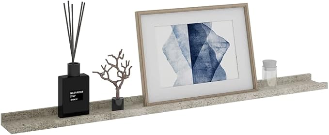 Concrete Gray Wall Shelves 2 Pack 39.4 Inch Industrial Floating for Living Room Bedroom, Heavy Duty MDF Storage Shelves for Books Plants Decor