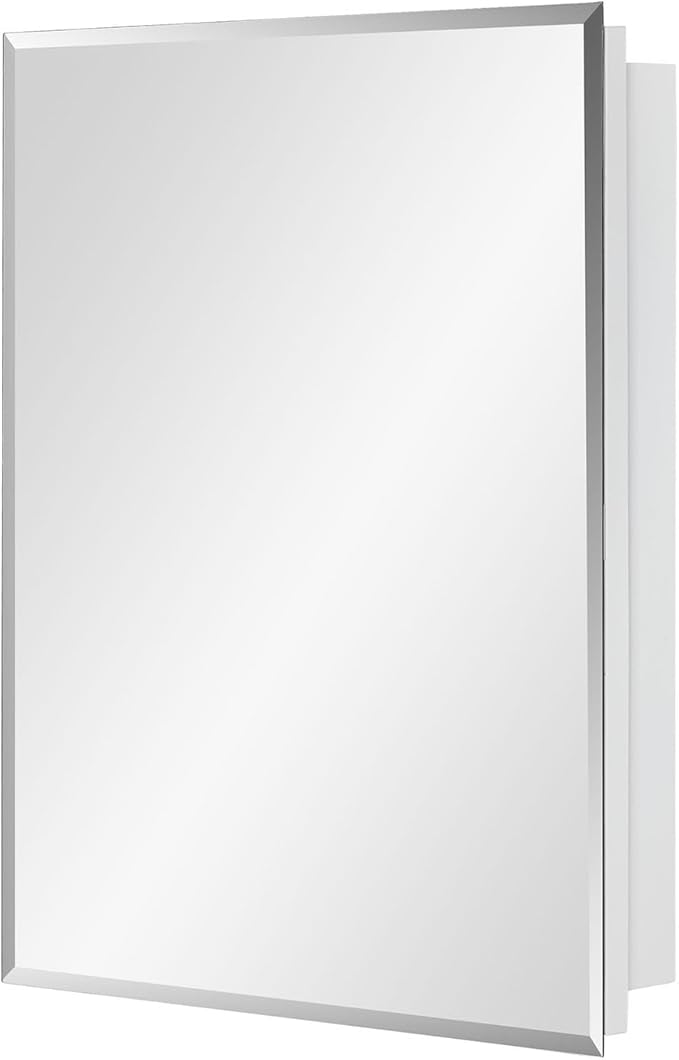IDYLLOR Bathroom Medicine Cabinet with Beveled Edge Mirrored Door 20 x 26 inch, Recessed or Surface Mount, with Adjustable Glass Shelves