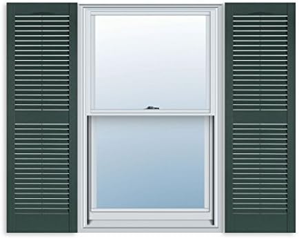Exterior Solutions Standard Louver Exterior Vinyl Window Shutters, Heritage Green (Pair), 15 Inch x 55 Inch