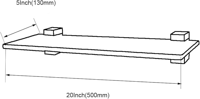 XVL Tempered Glass Shelf Bathroom 20 Inches Wall Mount Rectangular Shelves,Brushed GS3002AM-2