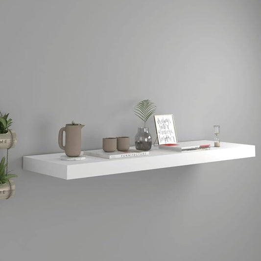 Floating Wall Shelf White 31.5x9.3x1.5 Inches MDF Board Modern Invisible Mounting Display Rack for Living Room Bedroom Home Decor Books Collectibles