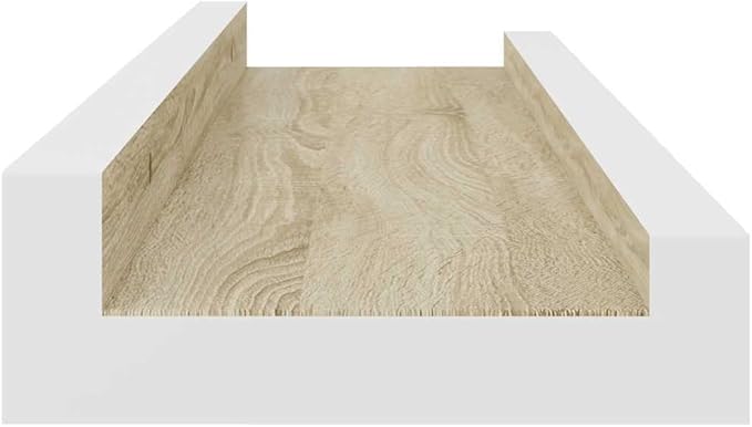 Wall Shelves Set of 4, Floating for Wall Decor, White and Sonoma Oak Wooden 15.7x3.5x1.2 Inches, Modern Storage Shelves for Living Room, Bathroom, Bedroom, Easy to Install and Clean