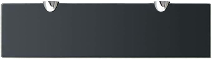 Floating Wall Shelves Set of 2, 15.7-inch Modern Matte Black Tempered Glass Shelves for Display, Minimalist Wall Mounted Storage Rack for Bedroom, Bathroom, Living Room, Kitchen