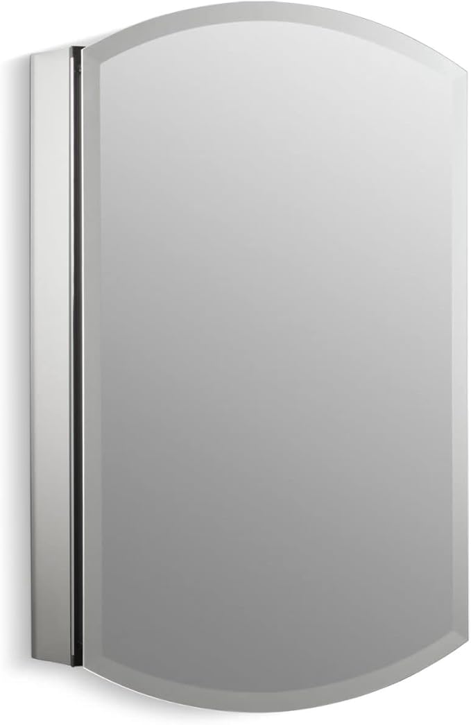 Kohler 3073-NA Archer 20" W x 31" H Aluminum Single-Door Bathroom Medicine Cabinet with Mirror, Recessed or Surface Mount Bathroom Wall Cabinet, Beveled Edges