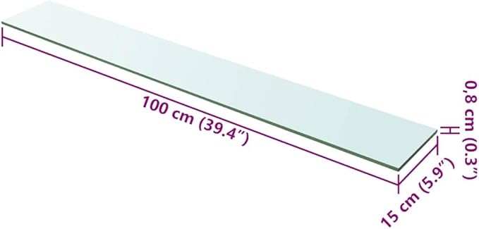 Glass Floating Shelf Panel, 39.4 x 5.9 Inch Tempered Glass Shelf for Wall Mount, Polished Clear Storage Display for Living Room Home Office