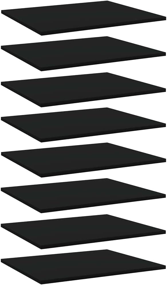 Black Engineered Wood Standard Simple Shelf Set of 8, Minimalist Wall-Mounted Bookshelf for Living Room Office, Space-Saving Design with Sleek Black Finish, Modern Storage