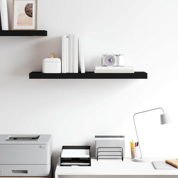 Floating Wall Shelf 31.5 Inch, Modern Rectangular Display Shelves for Living Room, Bedroom, and Office, Decorative MDF Storage Rack, Matte Black