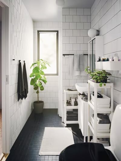 home stuff 4 Tier Bathroom Shelf,Bathroom Rack, Shelves Organizer, for Laundry Pantry Kitchen Narrow Places, Rolling Utility Shelf for Small Spaces, Corner Areas & Tight Places Size 40x15