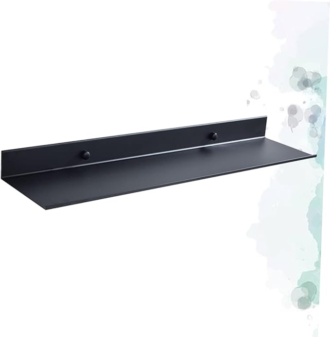 Holibanna Black Floating Bathroom Shelf Wall Mount Storage Rack Space-Saving Rustproof Aluminum Organizer for Cosmetics Perfume and Accessories Easy to Install