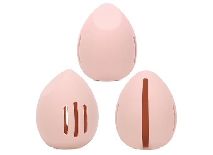 Womens Soft Silicone Travel or Daily Makeup Sponge Holder, Dust-proof Portable Cosmetic Face Beauty Makeup, Soft and Eco-Friendly Silicone Beauty Make up Organizer (1, Dark pink)