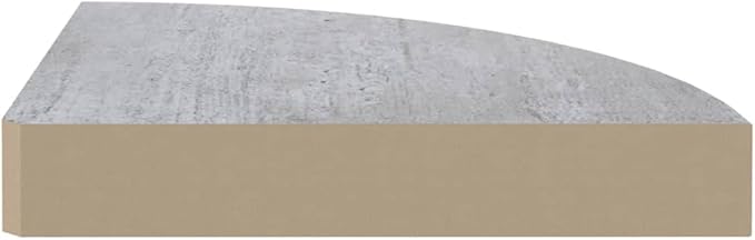 Corner Floating Shelves Set of 2 Concrete Gray 9.8"x9.8"x1.5" Wall Mounted Storage Shelves for Bathroom, Living Room, Bedroom - Invisible Mounting, Honeycomb MDF & Metal