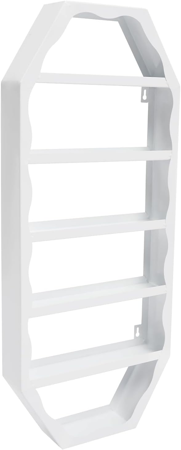 3pcs Wall-Mounted Nail Polish Storage Racks, Multi-Tiers Metal Display Racks With Middle Rack & 2 Side Racks,Metal Essential Oil Organizer Storage Racks For Homes, Nail Salons, Spas,Stores (White)