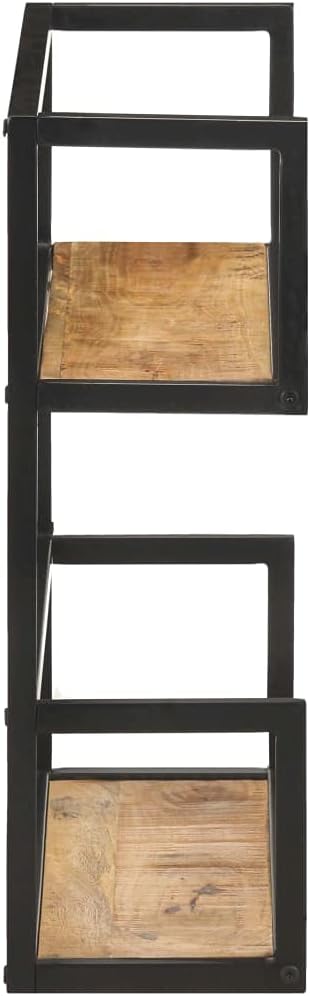 Wall Shelf with Storage 31.5x7.9x23.6 Inches Rustic Mango Wood Floating Shelves for Living Room Bedroom Bathroom Kitchen Display Organizer Black