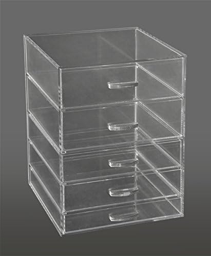 GlamoureBox Acrylic Cosmetic Cube Organizer Makeup Case 5-Drawer (A5)