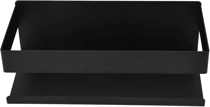Hilitand Single Tier Shelf Toiletries and Cosmetics Storage Rack, Matte Black Bathroom Kitchen Organizer, No Drilling Installation
