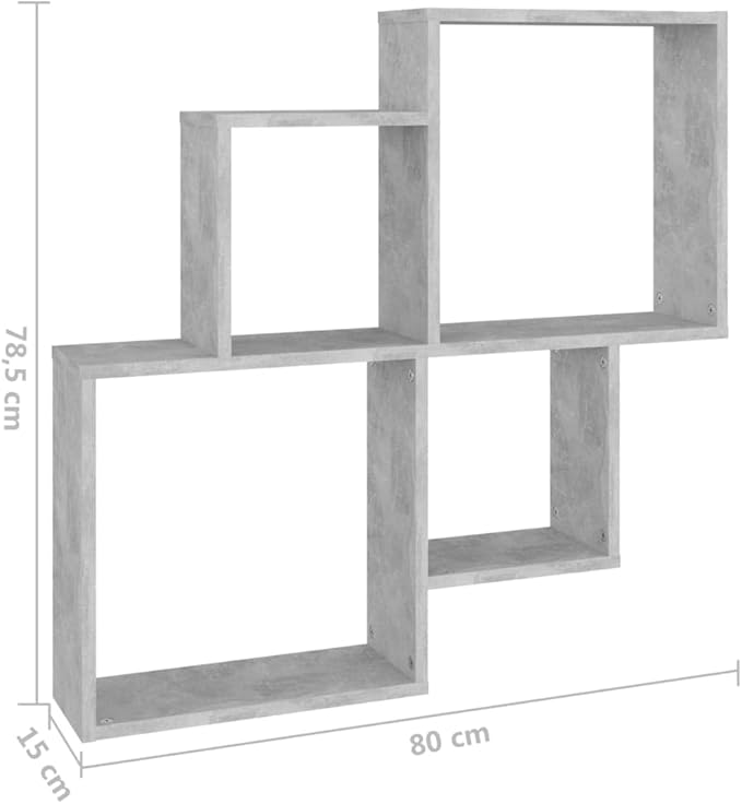 Wall Cube Shelf, Concrete Gray Floating Shelves 31.5x30.9 Inches, Modern Storage Organizer for Living Room Bedroom, Engineered Wood Bookcase with High Weight Capacity