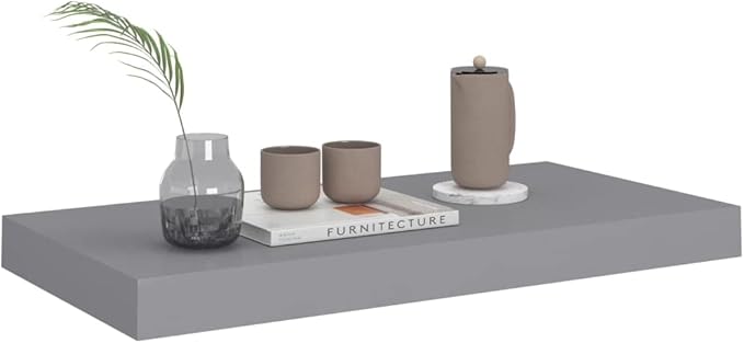 Floating Wall Shelves 2 Pack Gray Modern Invisible Mount Display Rack 19.7x9.1x1.5 Inches MDF Board for Living Room Bedroom Decor Storage