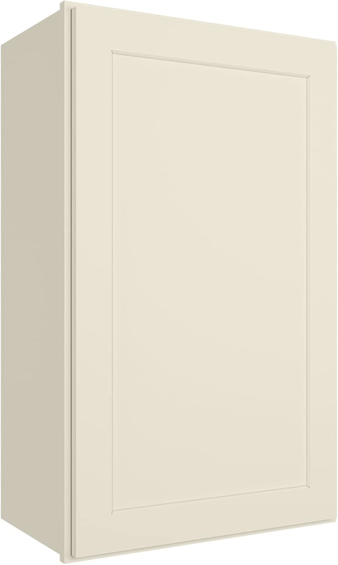 ROOMTEC Wood Wall Cabinet,RTA Single Door Medicine Cabinet with Adjustable Shelves and Soft-Close Door for Kitchen, Bathroom, and Laundry. 12" D*18" W*30" H, Shaker Antique White