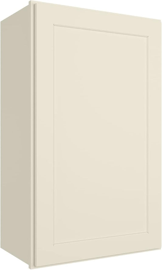 ROOMTEC Wood Wall Cabinet,RTA Single Door Medicine Cabinet with Adjustable Shelves and Soft-Close Door for Kitchen, Bathroom, and Laundry. 12" D*18" W*30" H, Shaker Antique White