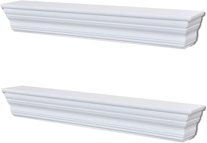 Baroque Style Wall Shelves 2 Pack White Decorative Storage for Living Room Bedroom Bathroom Kitchen Home Decor Floating Shelves with Easy Installation