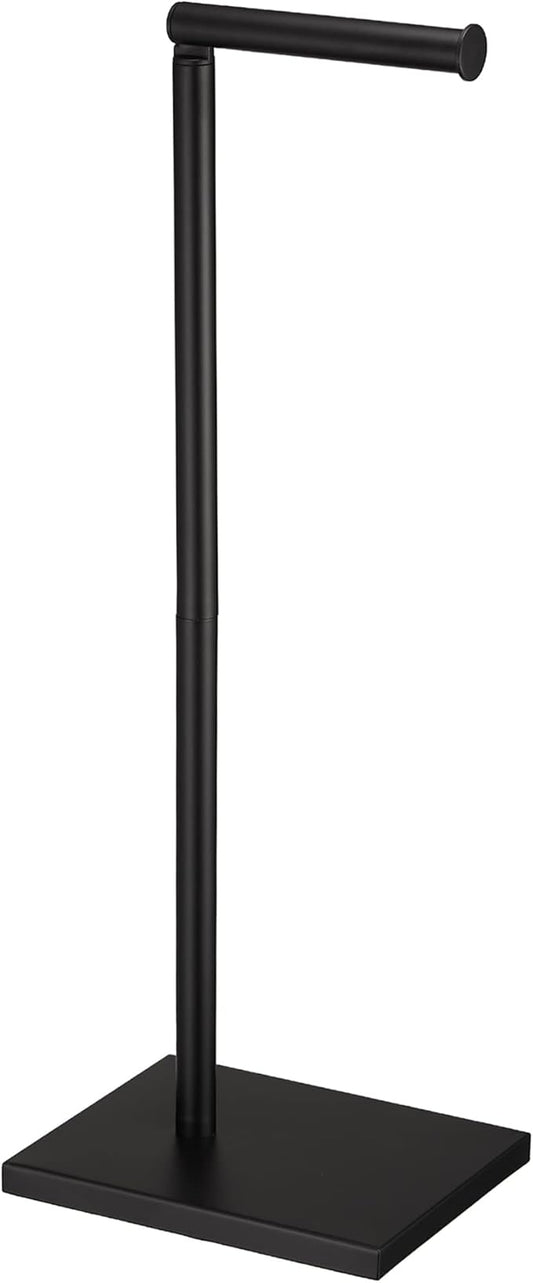 Free Standing Bathroom Toilet Paper Holder Stand with Reserve, Stainless Steel Pedestal Tissue Roll Holder, Black DECLUTTR