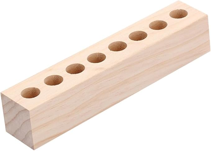 Wood Lipstick Holder, Natural Wood Lipstick Organizer Display Stand Cosmetic Makeup Organizer for Lipstick, Brushes, Bottles, and More - Low