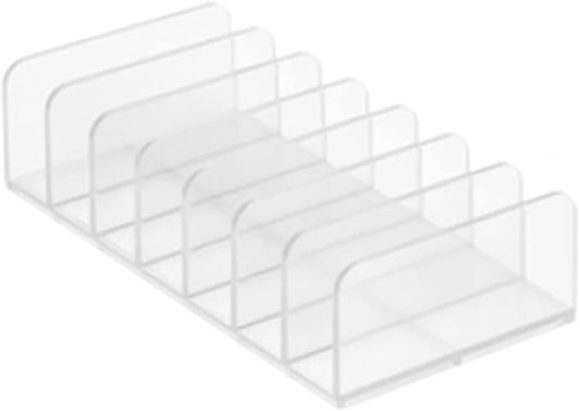VALINK Acrylic Makeup Eyeshadow Palette Organizer, Eyeshadow Palette Makeup Organizer Acrylic Vertical Accessories Storage Stand 7 Section for Countertop Vanities Cabinets