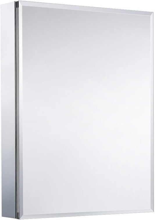 Movo Medicine Cabinet with Mirror, 24 Inch x 30 Inch Aluminum Mirror Cabinet with Single Door, Bathroom Medicine Cabinet, Surface Mount or Recess Installation