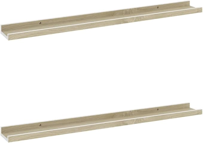 Wall Shelves 2 Pack White and Sonoma Oak 31.5 Inch Floating Shelves for Living Room Bedroom Kitchen Storage Display Organizer with 11lb Capacity