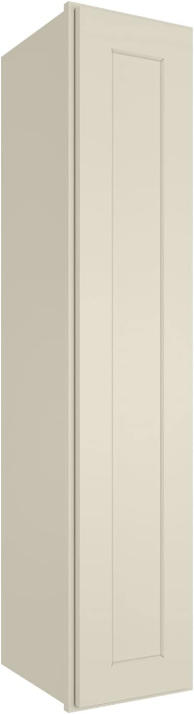 ROOMTEC Wood Wall Cabinet, RTA Single Door Medicine Cabinet with Adjustable Shelves and Soft-Close Door for Kitchen, Bathroom, and Laundry. 12" D*9" W*42" H, Shaker Antique White