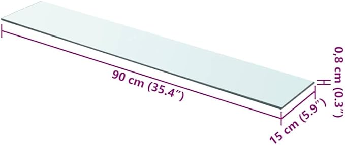 Set of 2 Wall Mounted Floating Shelves, 35.4 x 5.9 Inch Clear Tempered Glass Shelving for Living Room, Bathroom, Bedroom Display Storage