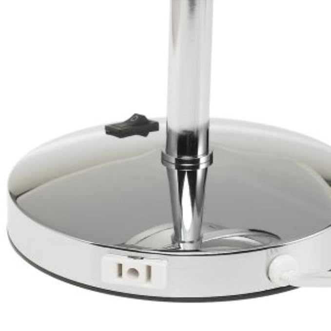 JERDON LED Lighted Makeup Mirror - 5X Magnifying Tabletop Vanity Mirror for Makeup, Skincare, & Grooming - 8.5" Chrome Finish, 360° Swivel, Built-in Outlet - Model HL745CO