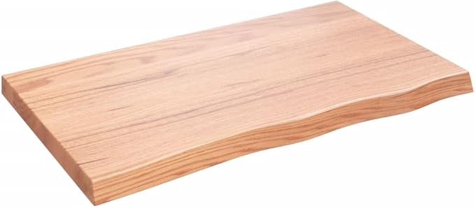 Solid Wood Oak Wall Shelf Light Brown 39.4x23.6 Rustic Bathroom Storage Shelf Handmade Live Edge Treated Surface for Kitchen Cabinet Desk Table Top