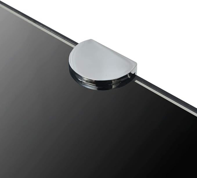 Floating Corner Shelf Black Glass 9.8"x9.8" with Chrome Supports, Wall Mounted Storage Shelf for Kitchen, Bathroom, Living Room, and Bedroom