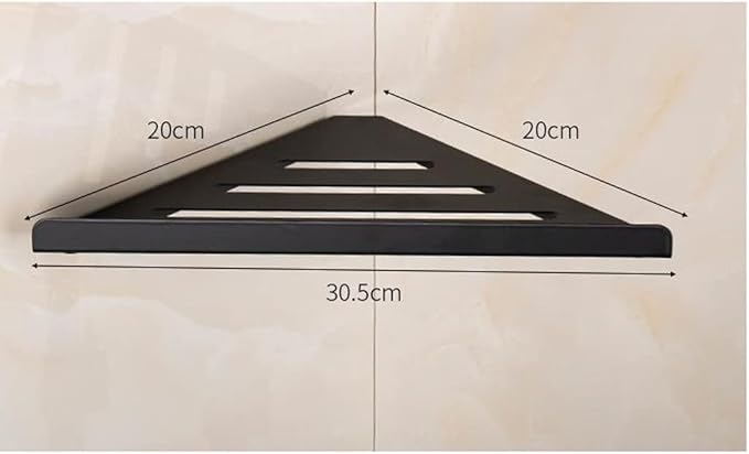Single Stainless Steel Triangular Shelf Shelf Bathroom Black Corner Shelf Shiny (Black One Size)