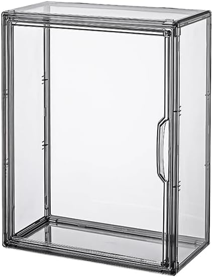 BOHOIDEE 3 Tiers Acrylic Display Case with 2 Division Boards, Acrylic Storage Organizers Box with Magnetic Door, Wall-Mounted Dustproof Showcase for Makeups, Purses, Figure