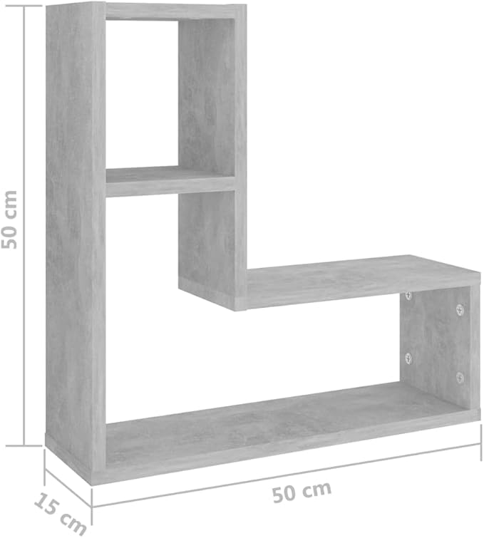 Concrete Gray Wall Shelves Set of 2 Modern Floating 19.7x5.9x19.7 Inches Engineered Wood Display Shelves for Living Room Bedroom Decor Storage Organization