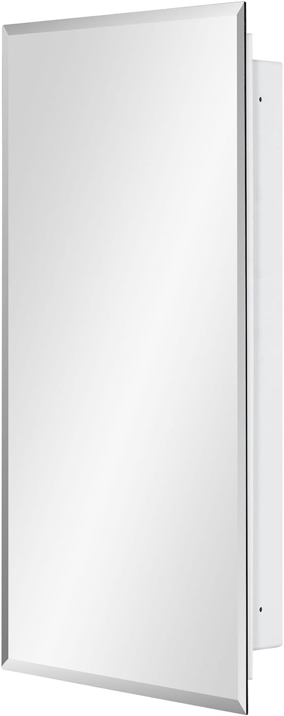IDYLLOR Plastic Medicine Mirror Cabinet for Bathroom 18 x 28 inch, Surface and Recessed Mount