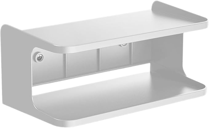 MAGICLULU Wall Mounted Bathroom Shelf Organizer Rack, Double-Layer Floating Corner Shelf White, Space-Saving Storage for Bathroom and Bedroom Bedside Use