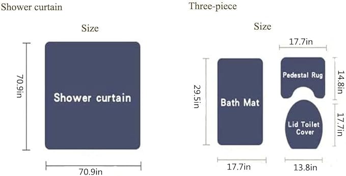 jieprom 4PCS Black Night Mushroom Shower Curtain Bathroom Set with Rugs,Toilet Lid Cover and Bath Mat, Shower Curtain with 12 Hooks, Durable Waterproof Bathroom Decor Set