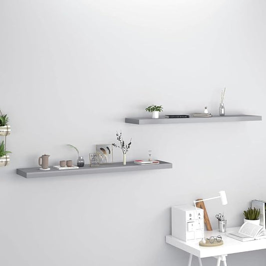 Floating Wall Shelves 2 Pack Gray 47.2x9.3x1.5 Inch MDF Modern Invisible Mount Display Rack for Living Room Bedroom Home Decor Books Collectibles